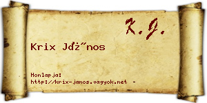 Krix János névjegykártya